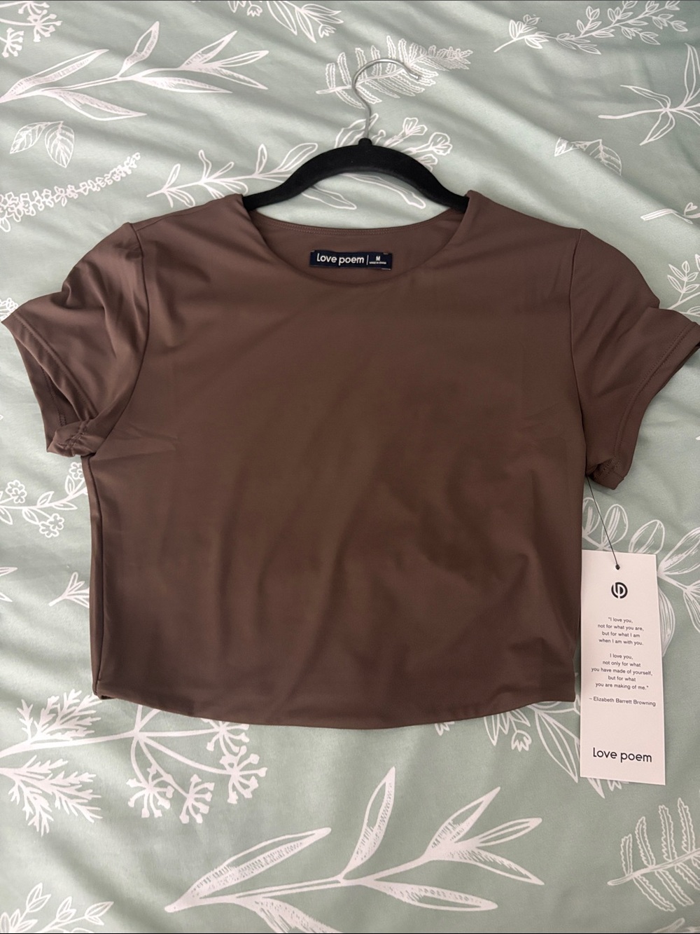 Love Poem Women's Brown Short Sleeve Crop Tee
